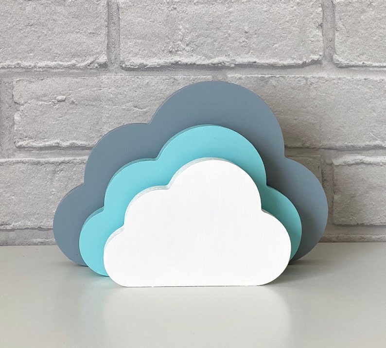Freestanding Cloud Set Shelf Ornaments Nursery Decor Mint & Etsy UK