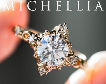 Annalise Diamond Engagement Ring, Victorian Vintage Cocktail Ring, Art Deco Diamond Ring, 14K 18K White Yellow Rose Gold, Platinum