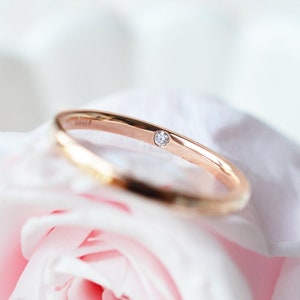 Nora Petite Classic Wedding Band with Hidden Diamond, Personalized Birthstone Ring, 2mm Unisex Diamond Wedding Ring, 14k 18k Gold Platinum