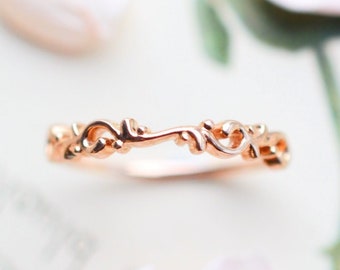 Ivy Vine Wedding Band, Petite Vine Band, Leaf Wedding Band, Floral Band, Woodland Wedding, Garden Wedding, 14K 18K Gold, Platinum, B2004