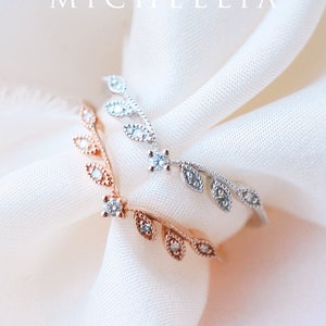Valencia Leaf Wedding Band, Classic Leaf Band, Floral Leaf Diamond Band, Woodland Wedding, Garden Wedding, 14K 18K Gold,  Platinum, B2005