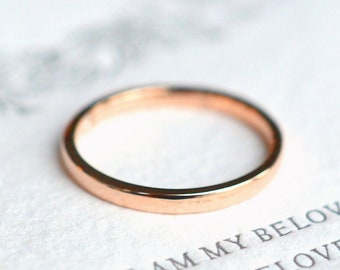 Destiny Petite Classic Wedding Band, 1.5mm Simple Wedding Ring, Unisex Plain Wedding Band, 14k 18k Solid Rose White Yellow Gold, Platinum
