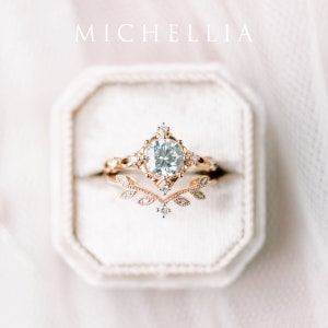 Annalise Moissanite Engagement Ring, Victorian Vintage Cocktail Ring, Art Deco Diamond Ring, 14K 18K White Yellow Rose Gold, Platinum image 5