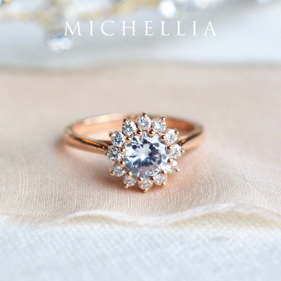Rosalie Moissanite Engagement Ring Vintage Bloom Moissanite Ring