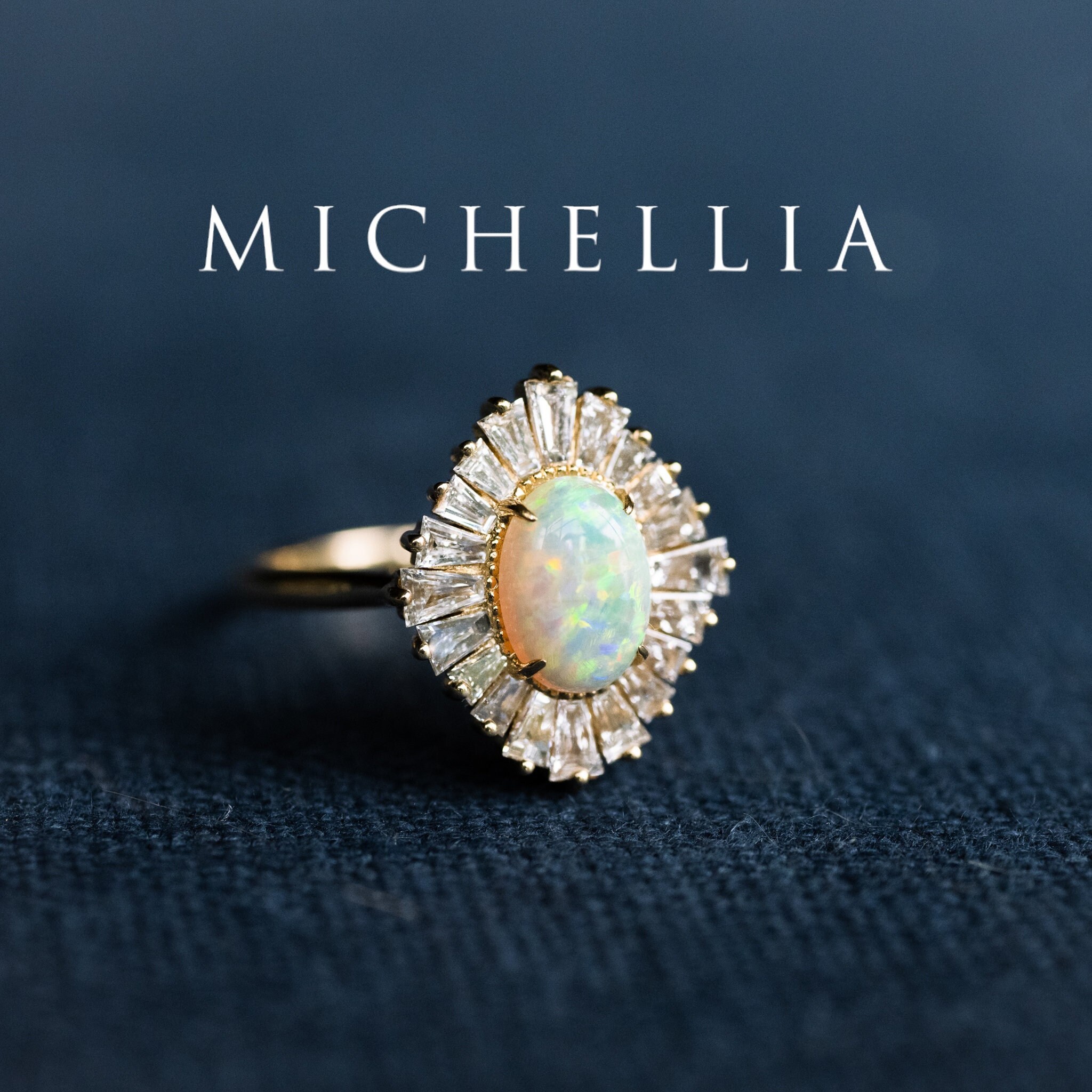 Athena Oval Australian Opal Engagement Ring Vintage Art Deco