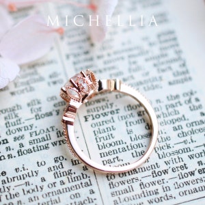 Evanthe Morganite Engagement Ring, Vintage Floral Morganite Ring, Rose Gold Floral Engagement Ring, Nature Inspired Leaf Morganite Ring image 3