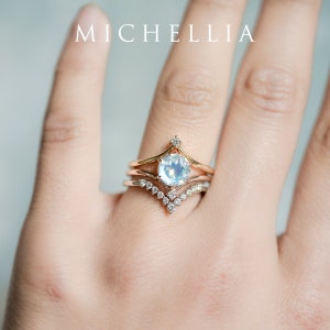 Aisha Moonstone Engagement Ring, Galaxy Moonstone Ring, Celestial Engagement Ring, Moonrise Ring, Crescent Moon Ring, Galaxy Wedding image 8