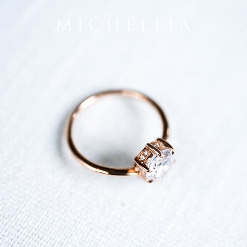 Aisha Moonstone Engagement Ring, Galaxy Moonstone Ring, Celestial Engagement Ring, Moonrise Ring, Crescent Moon Ring, Galaxy Wedding image 10