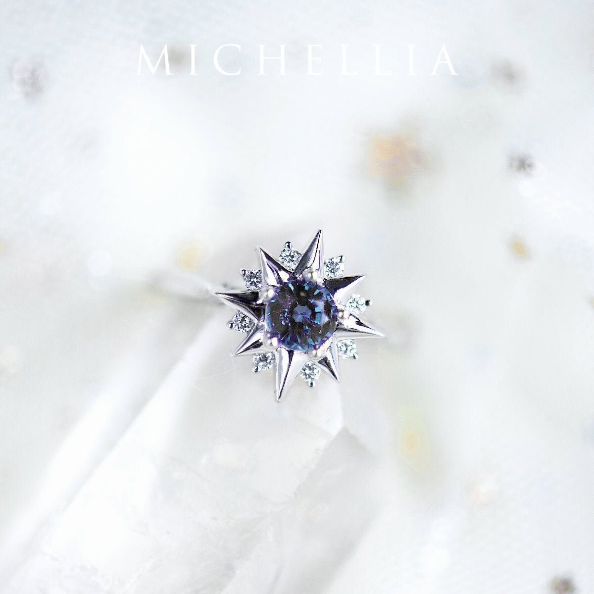 Astra Alexandrite Engagement Ring, Star Lab Alexandrite Ring, to the ...