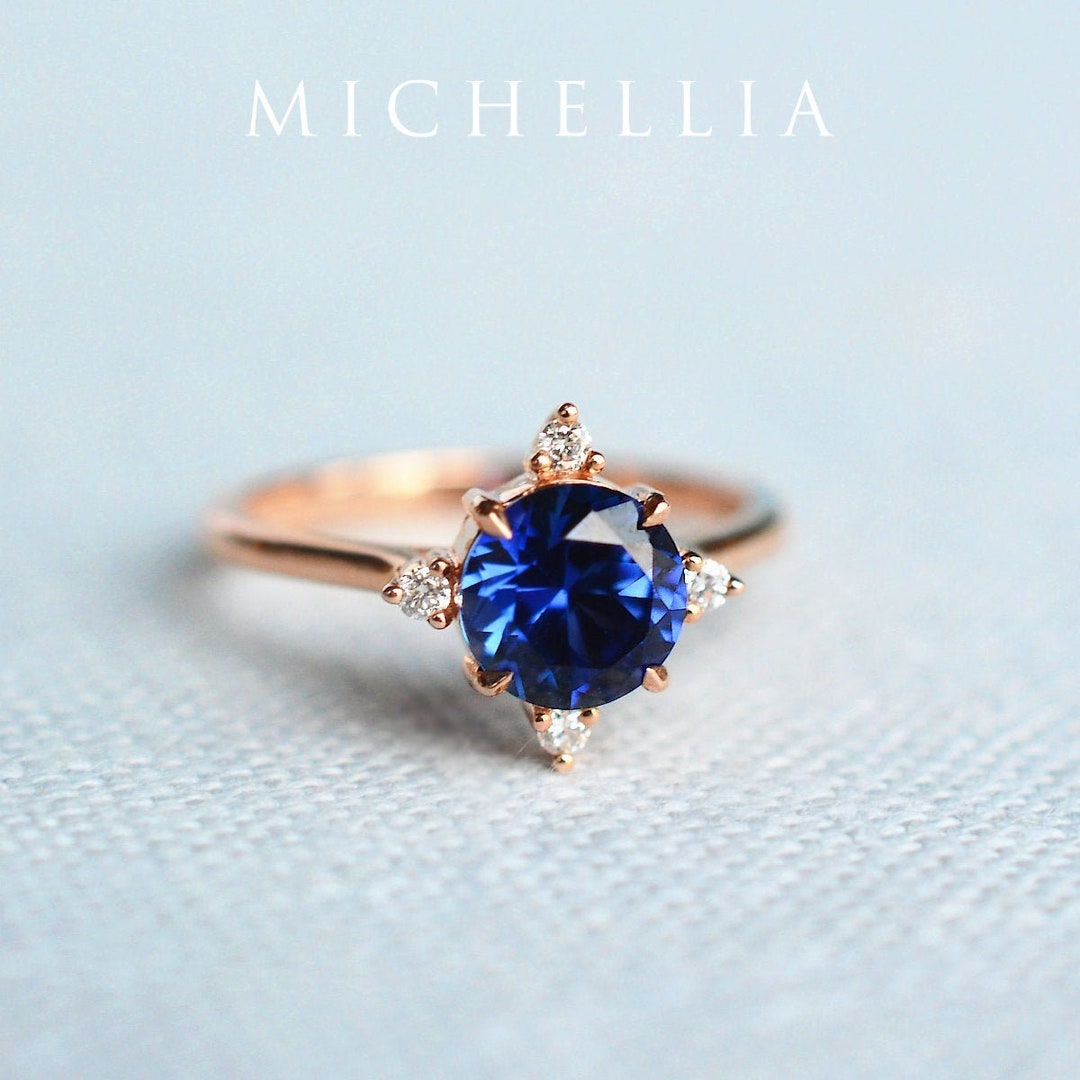 Polaris North Star Ring in Blue Sapphire, Lab Blue Sapphire Wedding ...