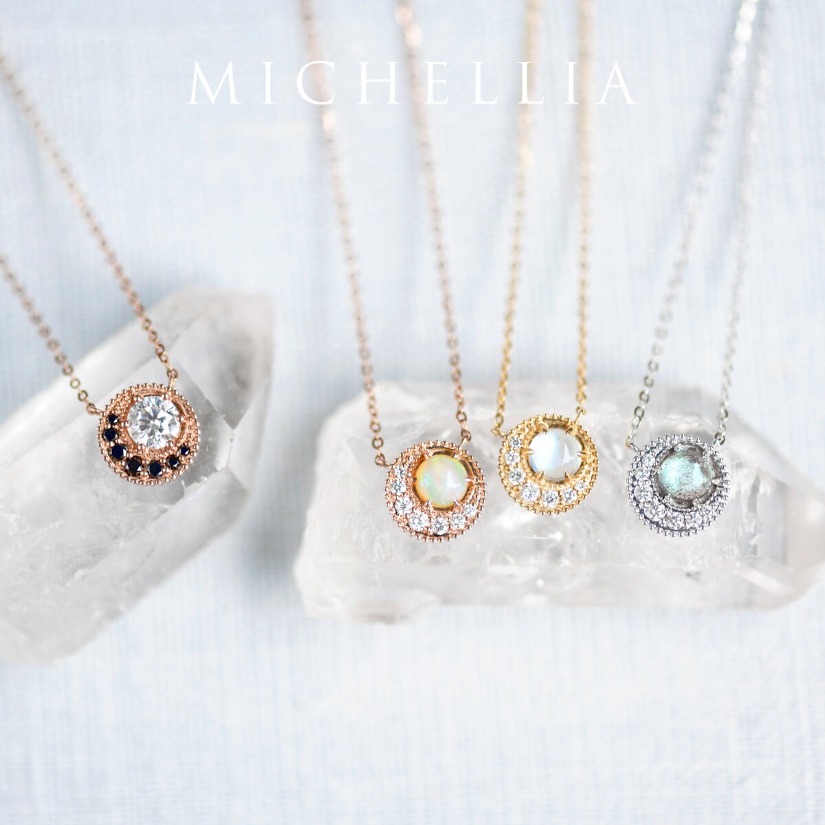 Star & Moon Moissanite Necklace