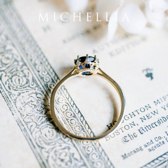 Cassandra Sapphire Solitaire Engagement Ring Classic Crown Ring