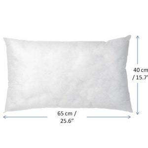May include: A white pillow insert measuring 65 cm by 40 cm.