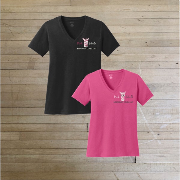 Pink Zebra Independent Consultant Ladies V-neck T-Shirt