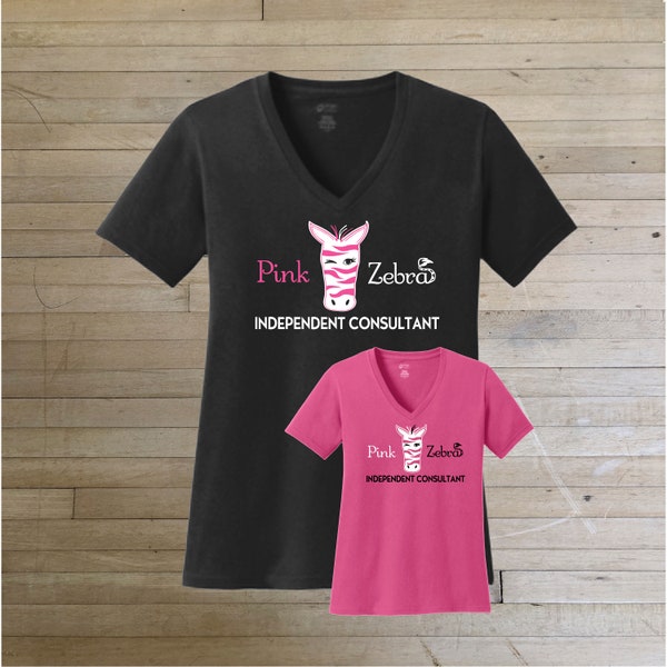 Pink Zebra Independent Consultant Full Size Logo Ladies V-neck T-Shirt