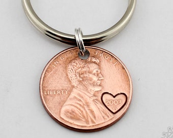 Custom Penny Keychain, Penny Keychain, Anniversary Gift, Gift for Wife, Gift for Girlfriend, Husband,Boyfriend Gift,Lucky Penny,Add On Penny