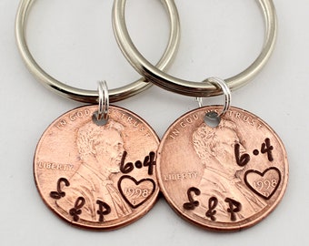 Personalized Valentines Day Gift, Penny Keychain, Lucky Penny, Valentines Day Gift, Anniversary Gift, Unique Penny Keychain, Keychain