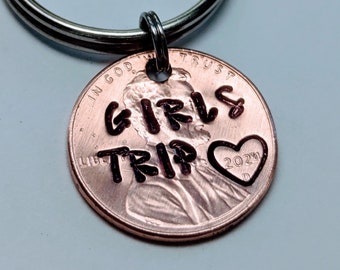 Girls Trip Penny Keychain, Lucky Penny Keychain, BFF Keychain, Best Friend Gift,For Her, Custom