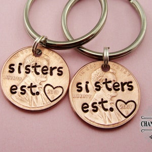 Sisters Est. Penny Keychain, Sister Keychain, Sister Gift, Sister, Penny Keychain, Sister Penny, Custom Keychain, Personalized Gift, Lucky
