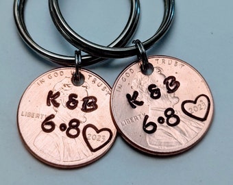 Valentines day gift for him, Lucky Penny Keychain, Boyfriend Gift, Husband Gift, Wife Gift, Girlfriend Gift, For Her, For Him, Custom