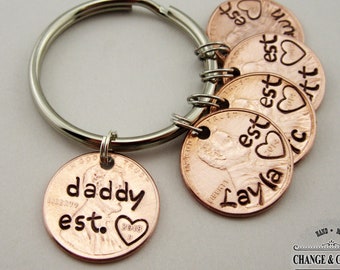 Daddy Est. Penny Keychain, Daddy Keychain, Dad Keychain, Fathers Day Keychain, Penny Keychain, Dad Gift, Custom Keychain, Personalized Gift