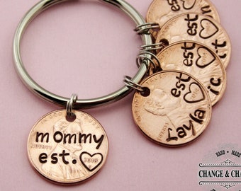 Mommy Est. Penny Keychain, Grandchildren, Mommy Keychain, Mom Keychain, Mothers Day Gift, Penny Keychain, Custom Gift, Personalized Gift