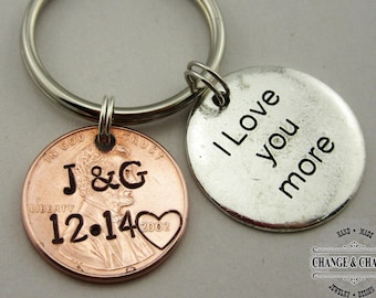 Anniversary I Love You More Keychain, I love you, Anniversary Keychain, Husband Gift, Boyfriend Gift, Custom Keychain, Penny Keychain