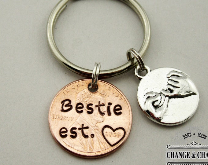 BFF Est. Custom Penny Keychain BFF Keychain BFF Gift Best Etsy