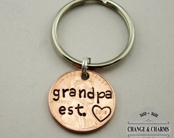 Grandpa Est. Penny Keychain, Grandpa Keychain, Grandpa Gift, Penny Keychain, Grandpa, Penny, Personalized Gift, Custom Keychain, Lucky Penny