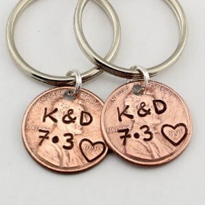 Personalized Lucky Penny Keychain, Girlfriend, Boyfriend, Anniversary Gift, For Him, Husband, Wife Gift, Wedding, Custom Gift,Lucky Keychain