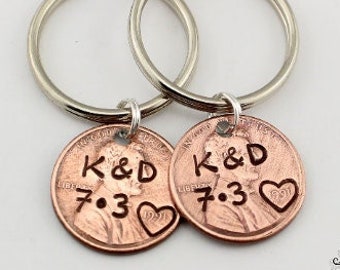 Personalized Lucky Penny Keychain, Girlfriend, Boyfriend, Anniversary Gift, For Him, Husband, Wife Gift, Wedding, Custom Gift,Lucky Keychain