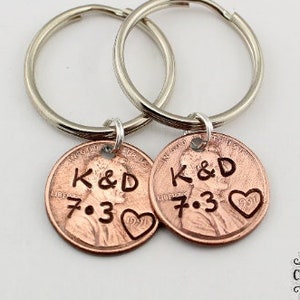 Personalized Lucky Penny Keychain, Girlfriend, Boyfriend, Anniversary Gift, For Him, Husband, Wife Gift, Wedding, Custom Gift,Lucky Keychain image 1