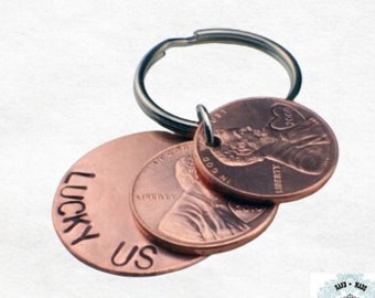 Lucky Us Penny Keychain, Anniversary, Anniversary Gift, Custom Keychain, Penny Keychain, Keychain, Gift for Husband, Gift for Wife, Gift