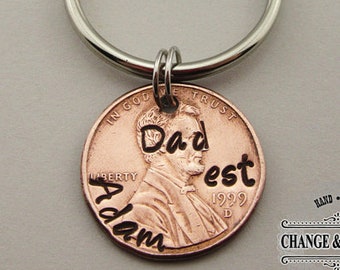 Custom Dad Keychain, Custom Keychain, Fathers Day Gift, New Dad, Gift for Husband, Penny Keychain, Lucky Penny, Gift for Men, Keychain,Lucky