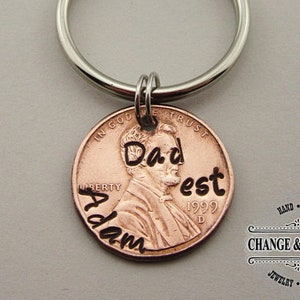 Custom Dad Keychain, Custom Keychain, Fathers Day Gift, New Dad, Gift for Husband, Penny Keychain, Lucky Penny, Gift for Men, Keychain,Lucky image 1