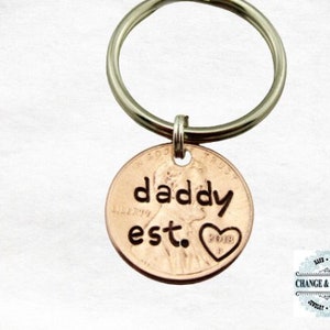 Daddy Est. Penny Keychain, Valentines Day Gift, Daddy Keychain, Penny Keychain, Dad Keychain, Fathers Day Gift, Custom Keychain, Dad, Son image 2