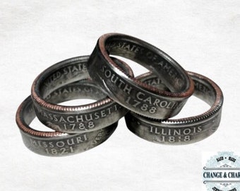 US State Quarter Ring, State Quarter Ring, Coin Ring, Coin Jewelry, State Coin Ring, State Ring, Coin, Gift for Men, Unique Jewelry