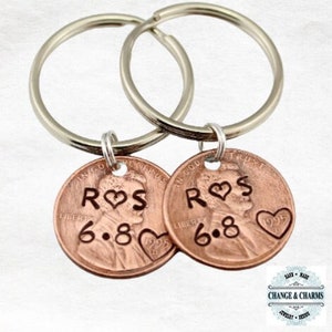 Custom Penny Keychain, Penny Keychain, Lucky Penny, Anniversary Penny, Heart Penny, Valentines Day Gift, Personalized Penny, Keychain, Penny image 2