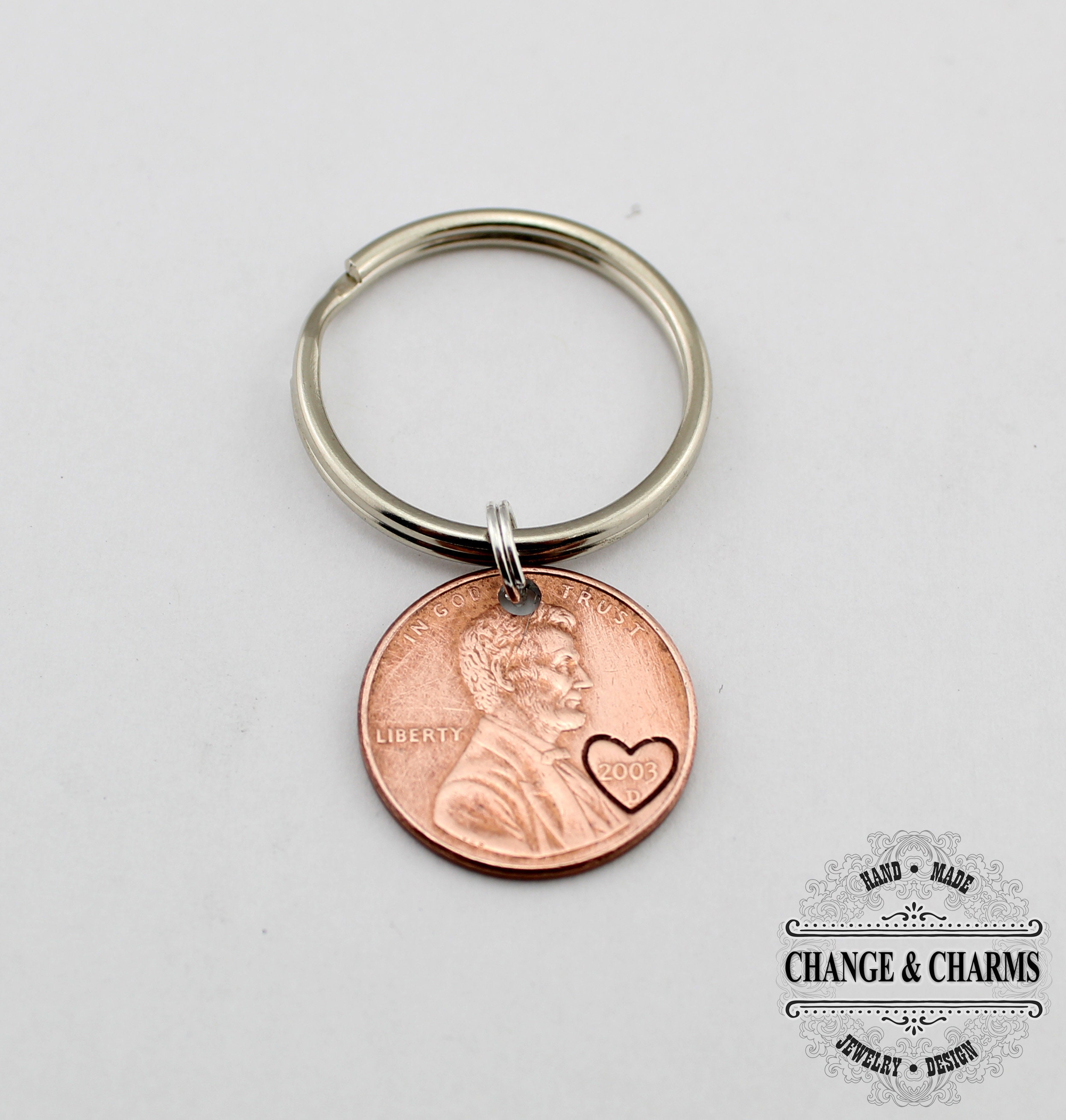 Custom Penny Keychain Penny Keychain Anniversary Gift Gift Etsy