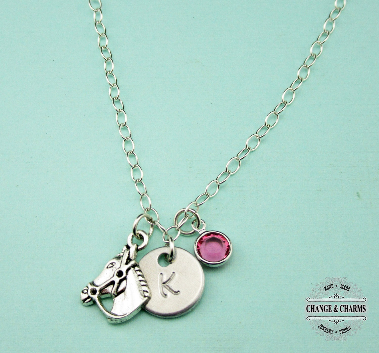 Custom Horse Charm Necklace Custom Necklace Birthstone - Etsy