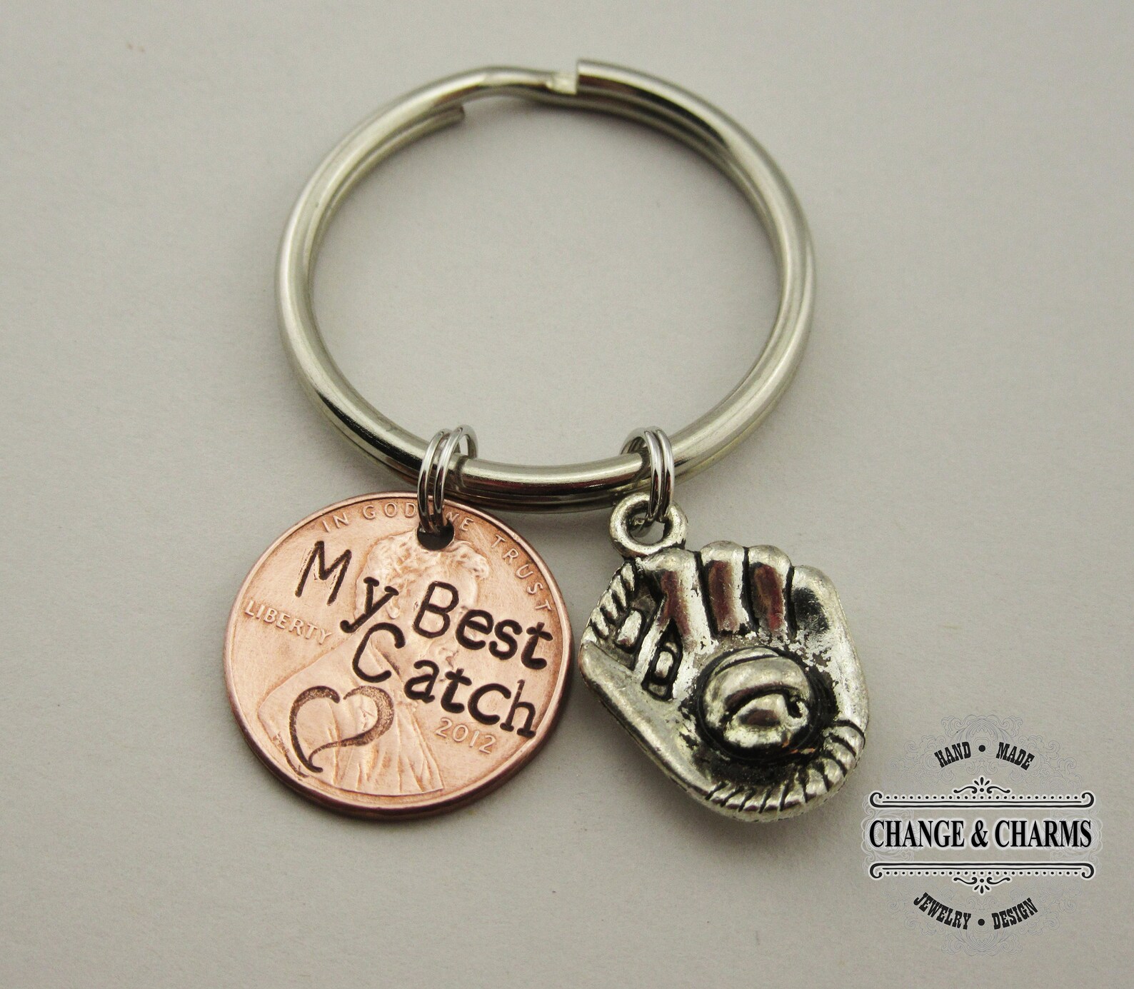 Baseball Mitt Keychain Penny Keychain Gift for Boyfriend Etsy
