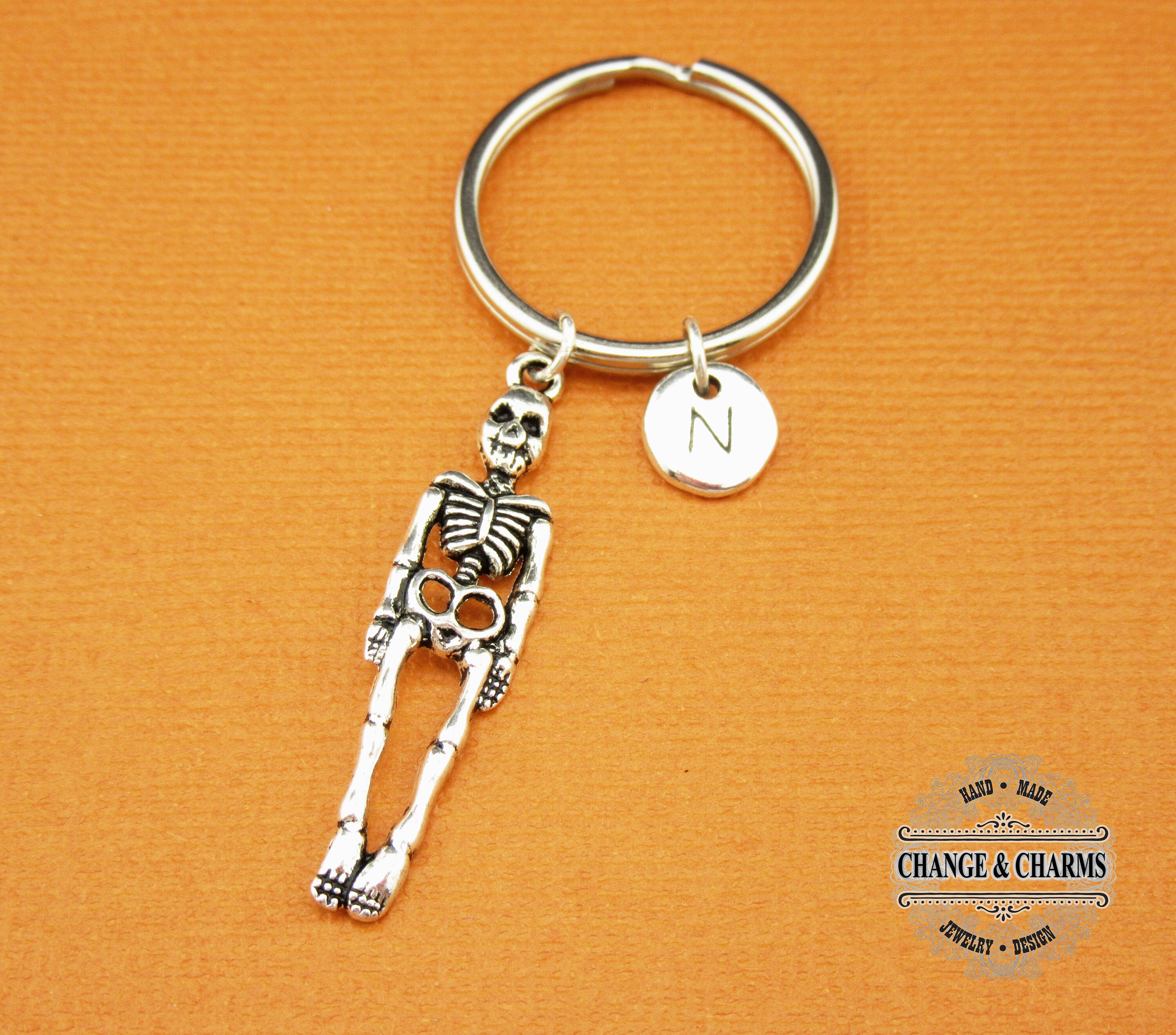 Skeleton Keychain Skeleton Skull Keychain Halloween Etsy