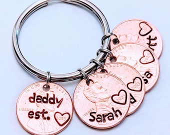 Daddy Est. Penny Keychain, Daddy Keychain, Dad Keychain, Fathers Day Keychain, Penny Keychain, Dad Gift, Custom Keychain, Personalized Gift