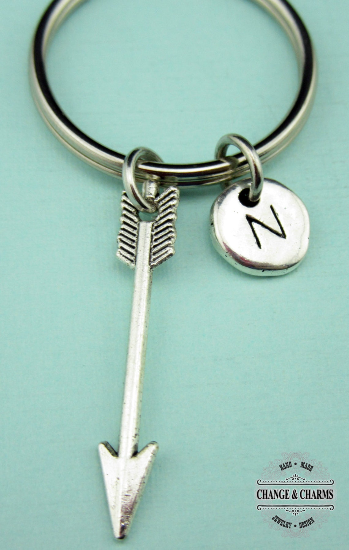 Arrow Keychain Arrow Charm Arrow Custom Keychain Silver Etsy