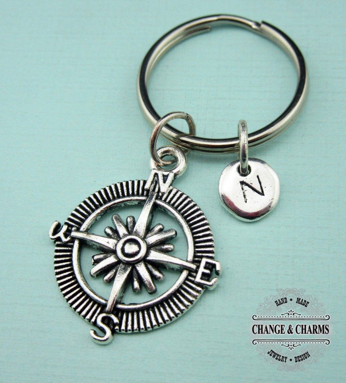 Compass Keychain Compass Charm Compass Friend Keychain Etsy