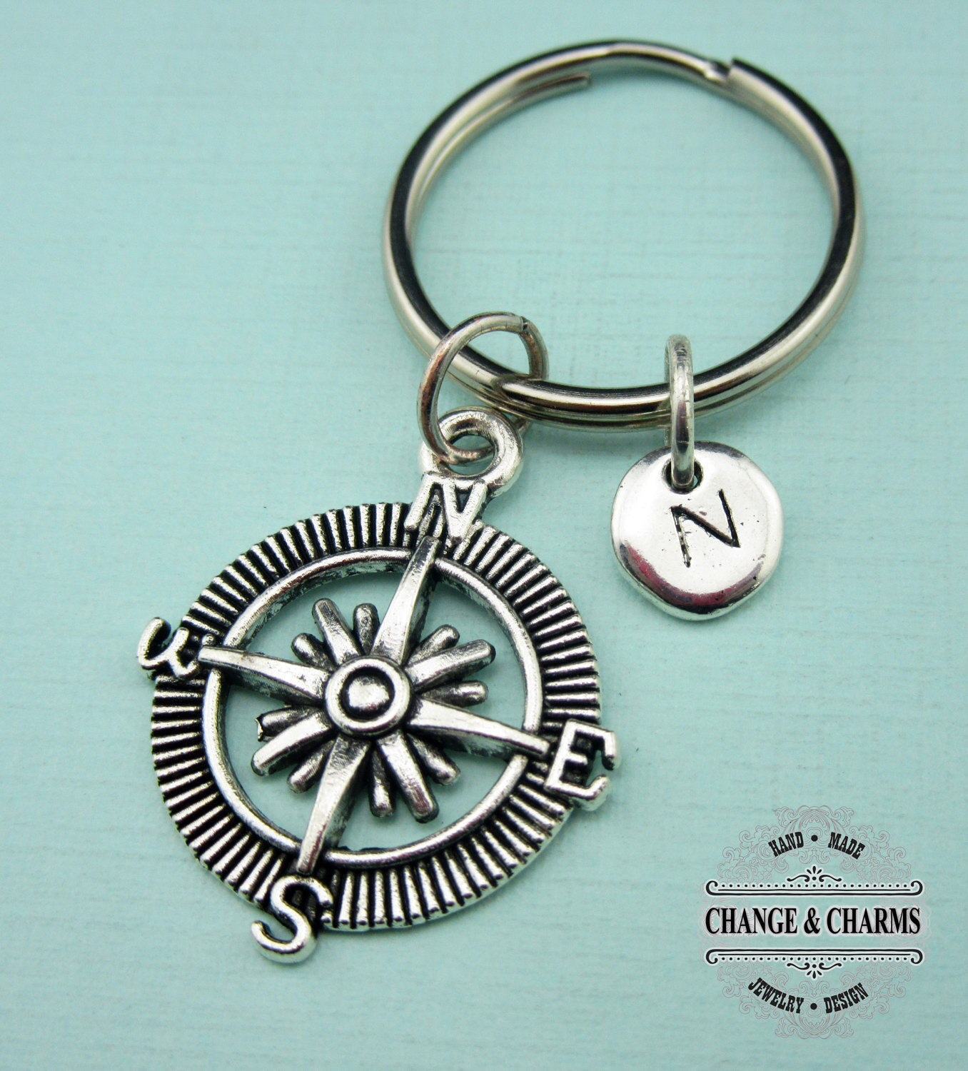 Compass Keychain Compass Charm Compass Friend Keychain Etsy