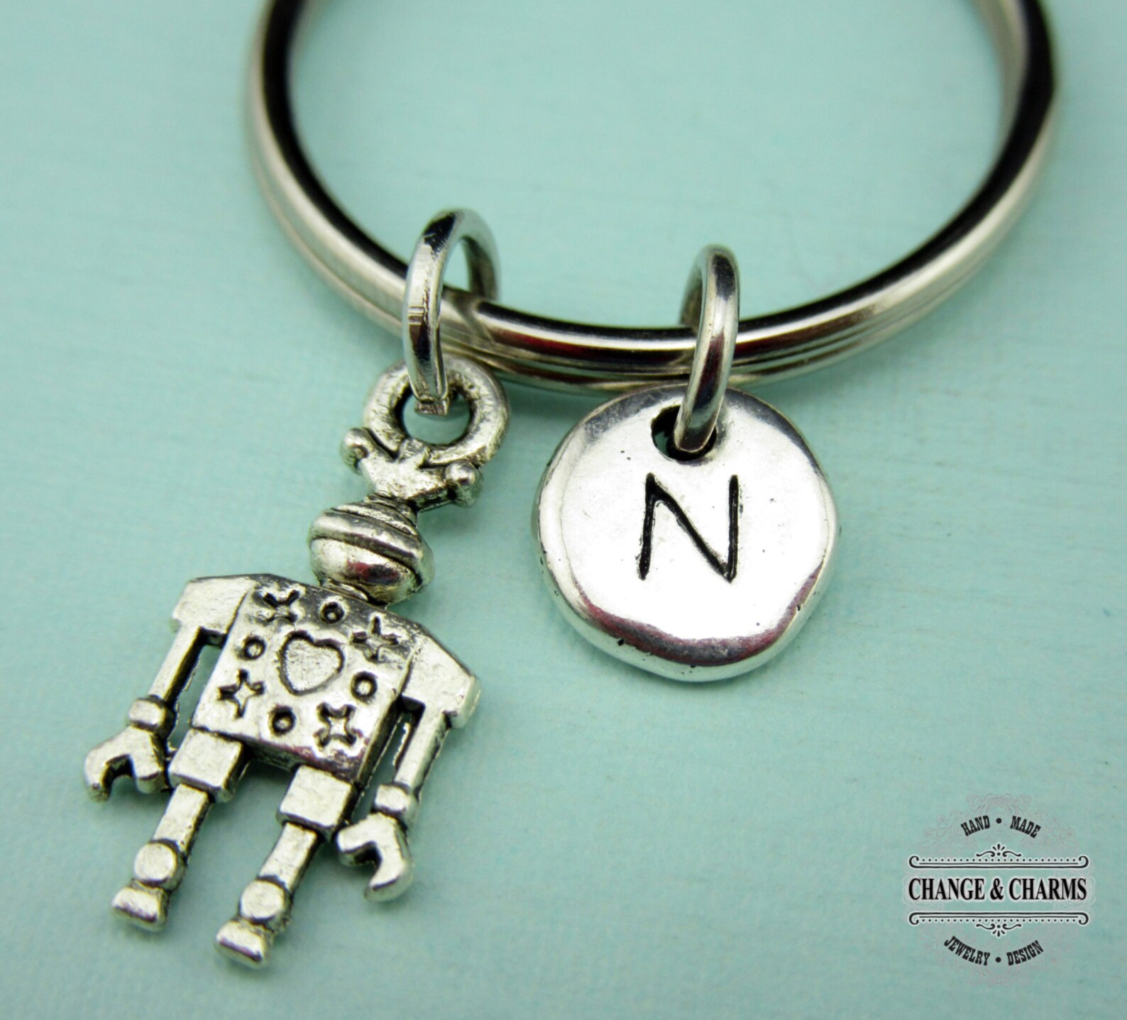 Robot Keychain Robot Charm Robot Custom Keychain Etsy