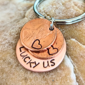 Lucky Us Penny Keychain, Anniversary, Anniversary Gift, Custom Keychain, Penny Keychain, Keychain, Gift for Husband, Gift for Wife, Gift