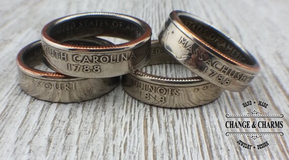 US State Quarter Ring State Quarter Ring Coin Ring Coin Jewelry