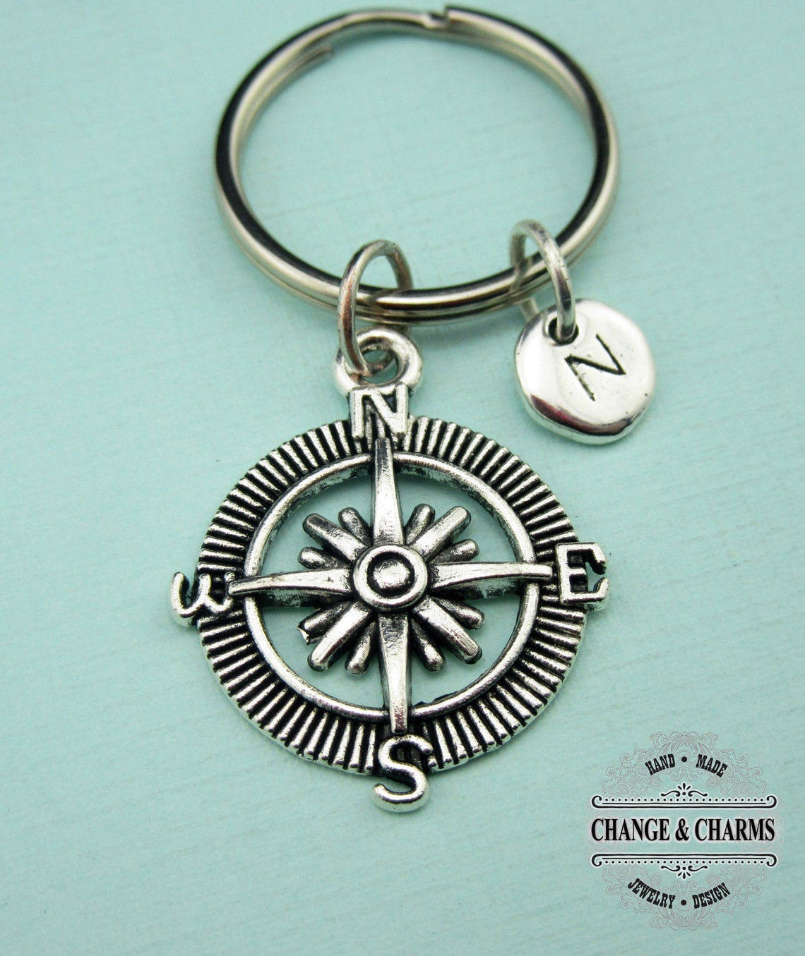 Compass Keychain Compass Charm Compass Friend Keychain Etsy